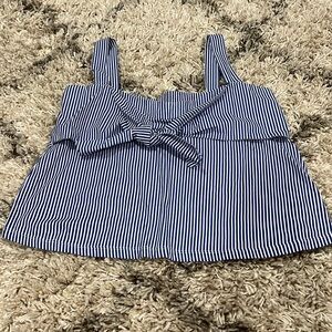 Zara Trafaluc-Blue and White Striped Tie Front Tank